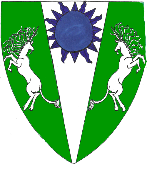 The arms of Megwyn O'Bardain of Caledon Wood
